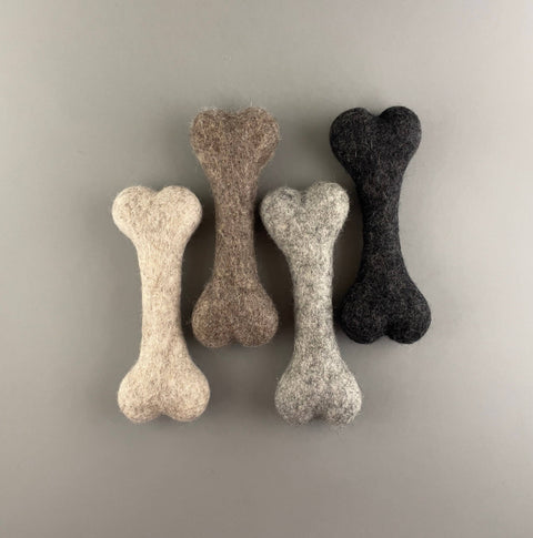 Felted Wool Bone dog toy ONE PIECE