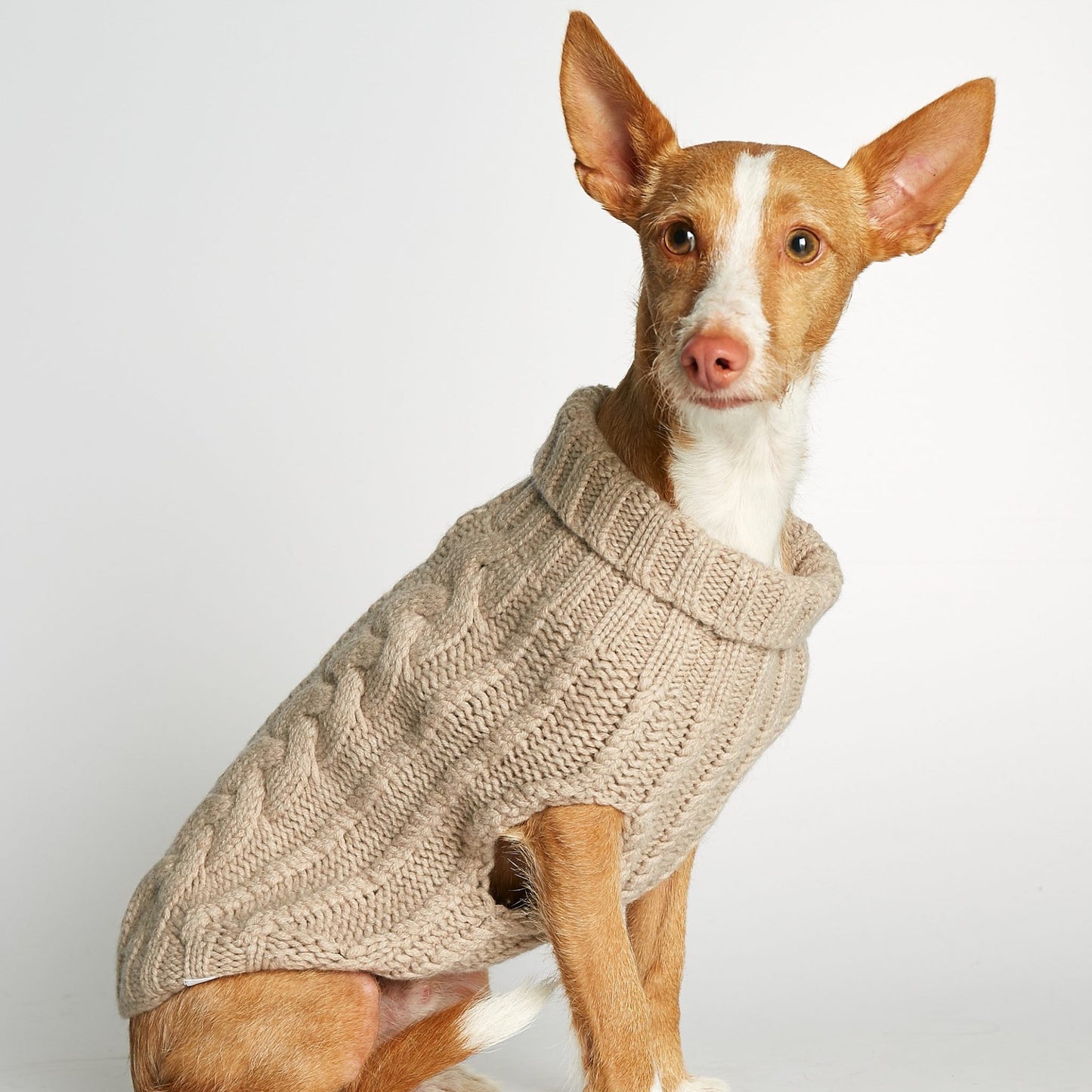 John B. Beige Merinowolle und Kaschmir Pullover